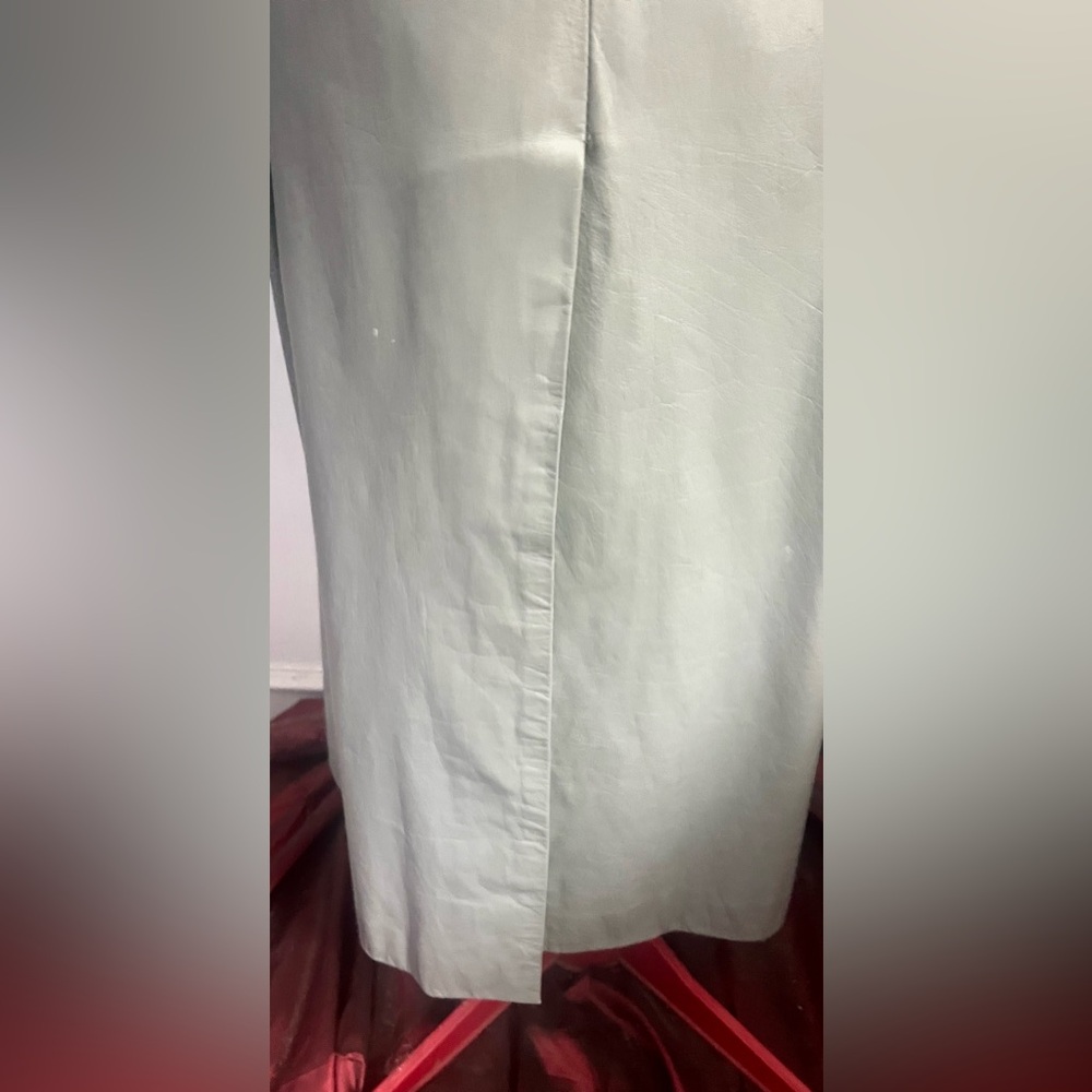 Vintage The Tannery Montgomery Wards Women's leather Gray Trench Coat size 13/14 - Picture 8 of 12